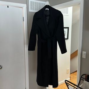 Mango Black Wool Belted Coat
